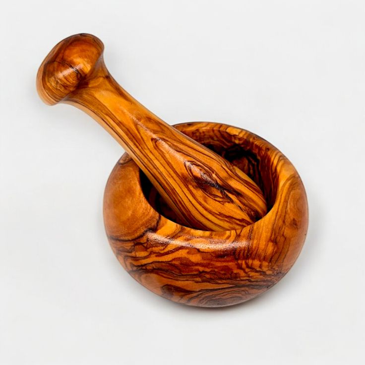 WOODEN PESTLE AND MORTAR
