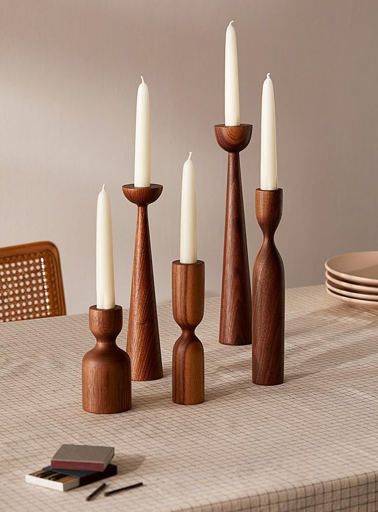 WOODEN CANDLE HOLDERS
