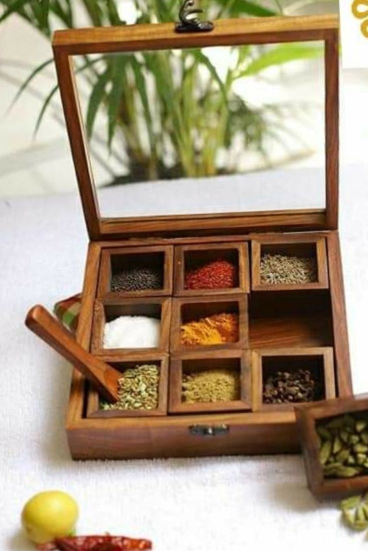 WOODEN SPICE JARS