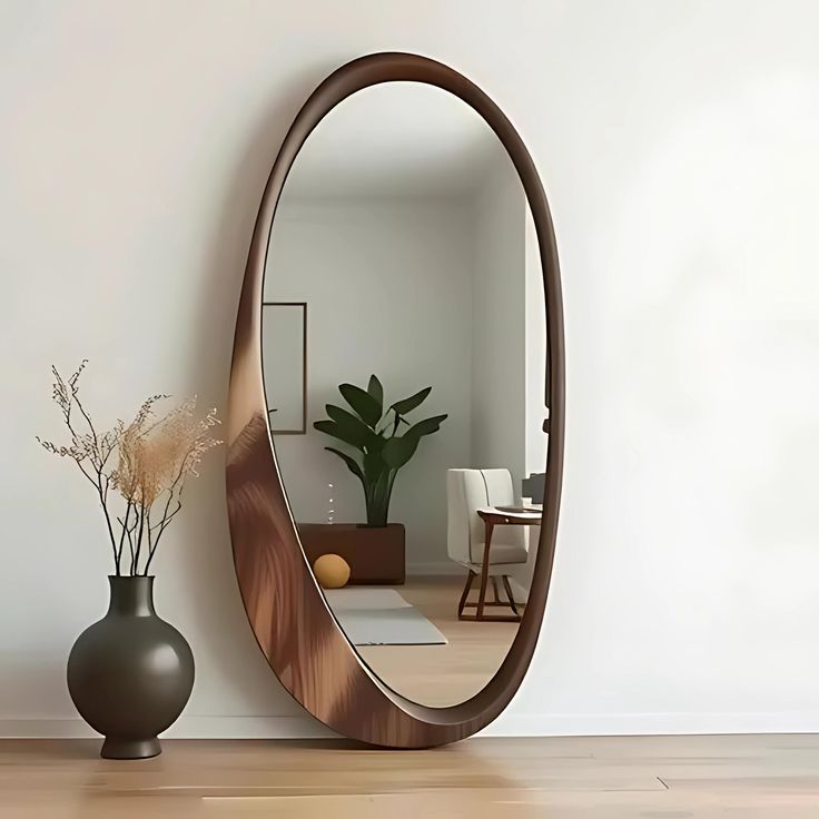 Oval Wooden Mirror