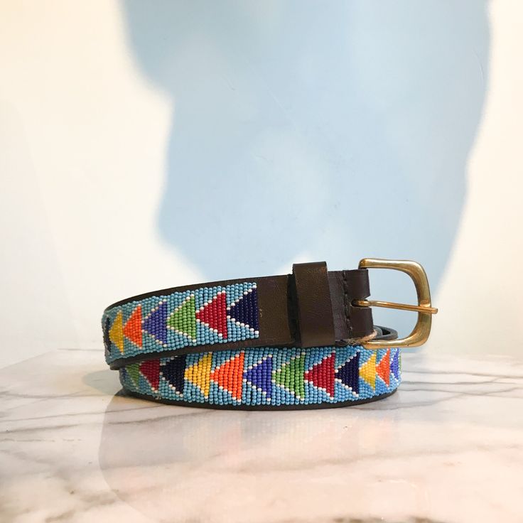 Beaded Leather Belt
